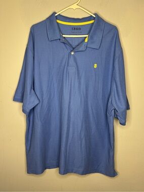 Izod Advantage Blue Polo with Yellow Embroidered Logo Size 2XL